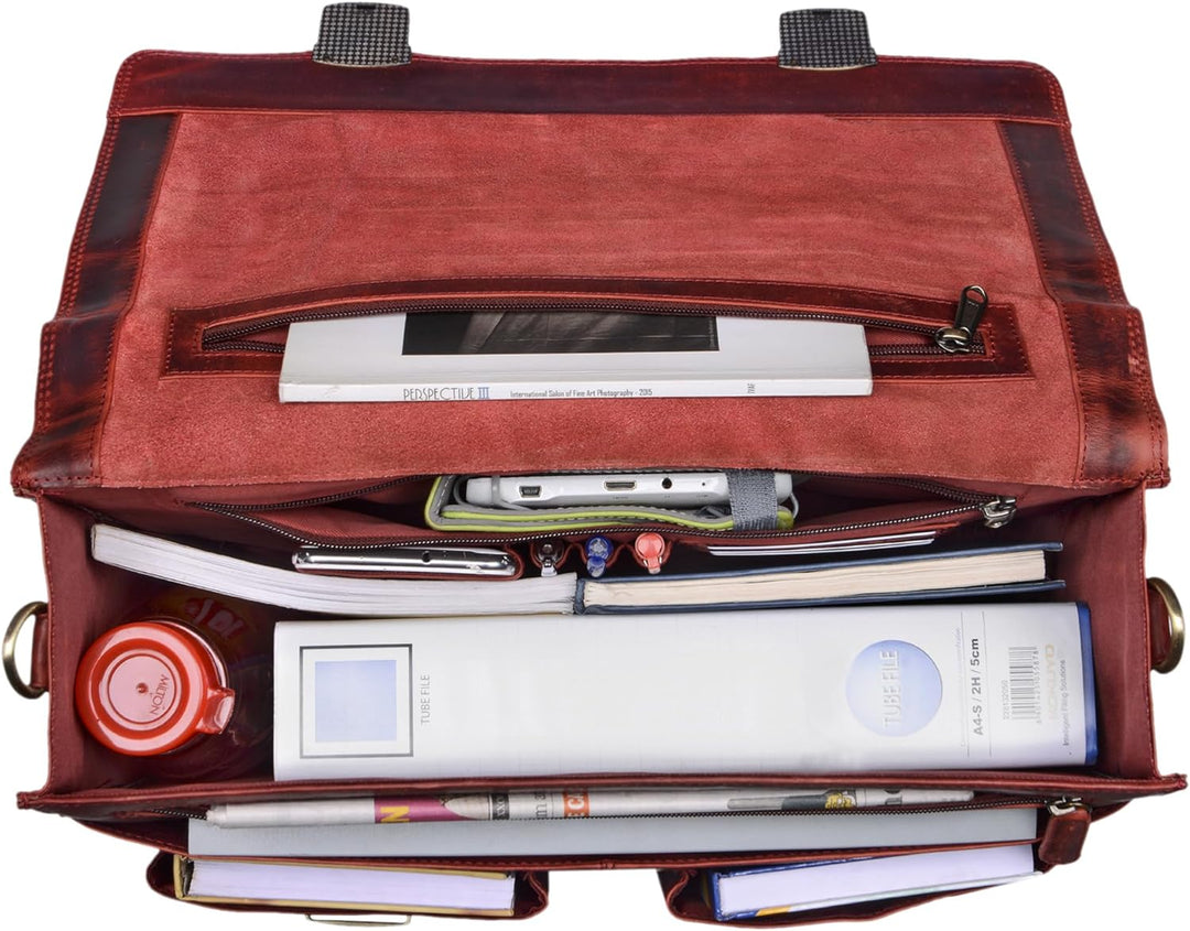 STILORD 'Tiberius' Retro Aktentasche Leder Businesstasche zum Umhängen DIN A4 Dokumententasche mit S