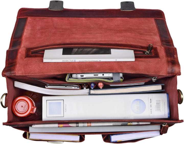 STILORD 'Tiberius' Retro Aktentasche Leder Businesstasche zum Umhängen DIN A4 Dokumententasche mit S