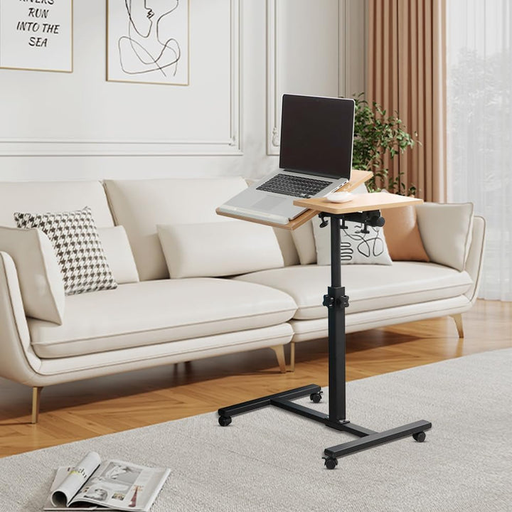 Betttisch mit Rollen, Tisch für Bett, Laptop, Esstisch, Sofa, Bremsen auf beiden Hinterrädern, Bettt