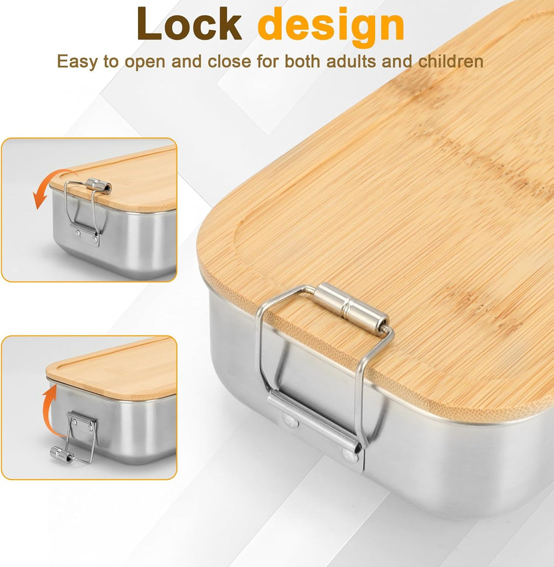 Cozary Brotdose Edelstahl, 1000ML Lunchbox Erwachsene, Brotdose mit Fächern, BPA-frei, Bento Box Aus