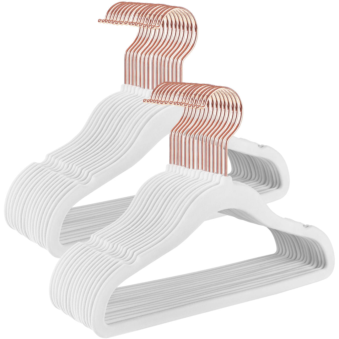 SONGMICS Kinderkleiderbügel, 50er Set Kleiderbügel Kinder, Baby-Kleiderbügel, Bügel Samt, 360° drehb