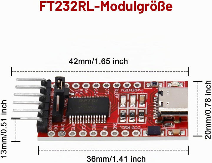 USB-C zu TTL Serial Adapter mit FT232RL RUIZHI 3 Stück FT232RL Modul für 3.3V und 5V Mini USB zu TTL