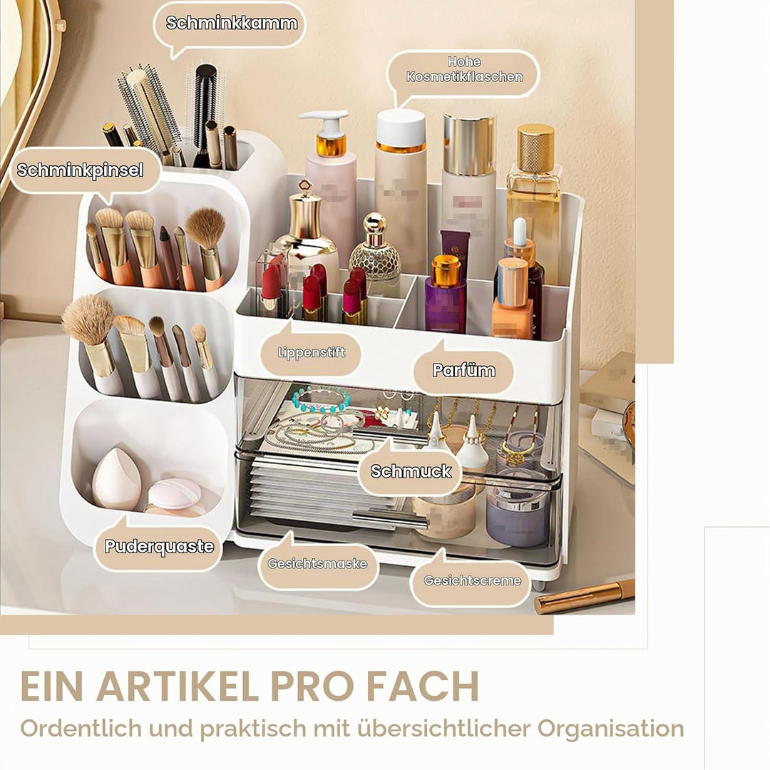 Multifunktion Kosmetik-Organizer mit grossem Fassungsvermögen,Make up Organizer mit Schubladen,Einfa