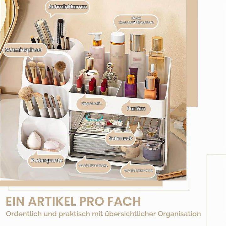 Multifunktion Kosmetik-Organizer mit grossem Fassungsvermögen,Make up Organizer mit Schubladen,Einfa