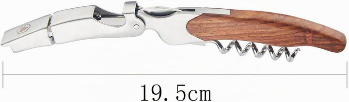 LAGUIOLE - Sommelier Doppelhebel - Edelstahl - Holzgriff - Holzpräsentationshalter - Messer mit Kork