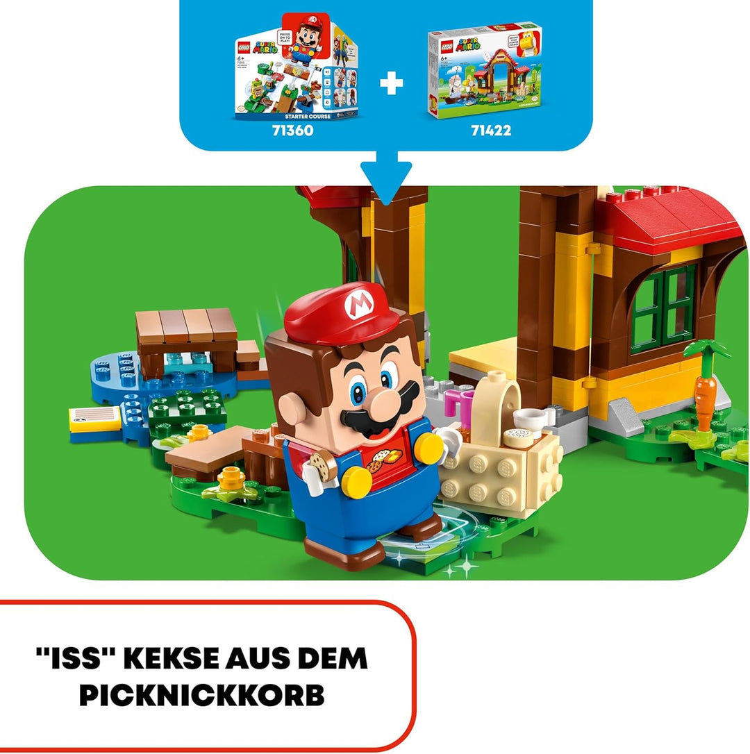 LEGO 71422 Super Mario Picknick bei Mario – Erweiterungsset, Spielzeug mit gelber Yoshi-Figur zum Ko
