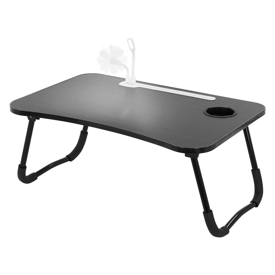 ML-Design Laptoptisch fürs Bett/Sofa, Schwarz 60x40 cm, Betttisch klappbar, Notebook Tisch mit 4 USB