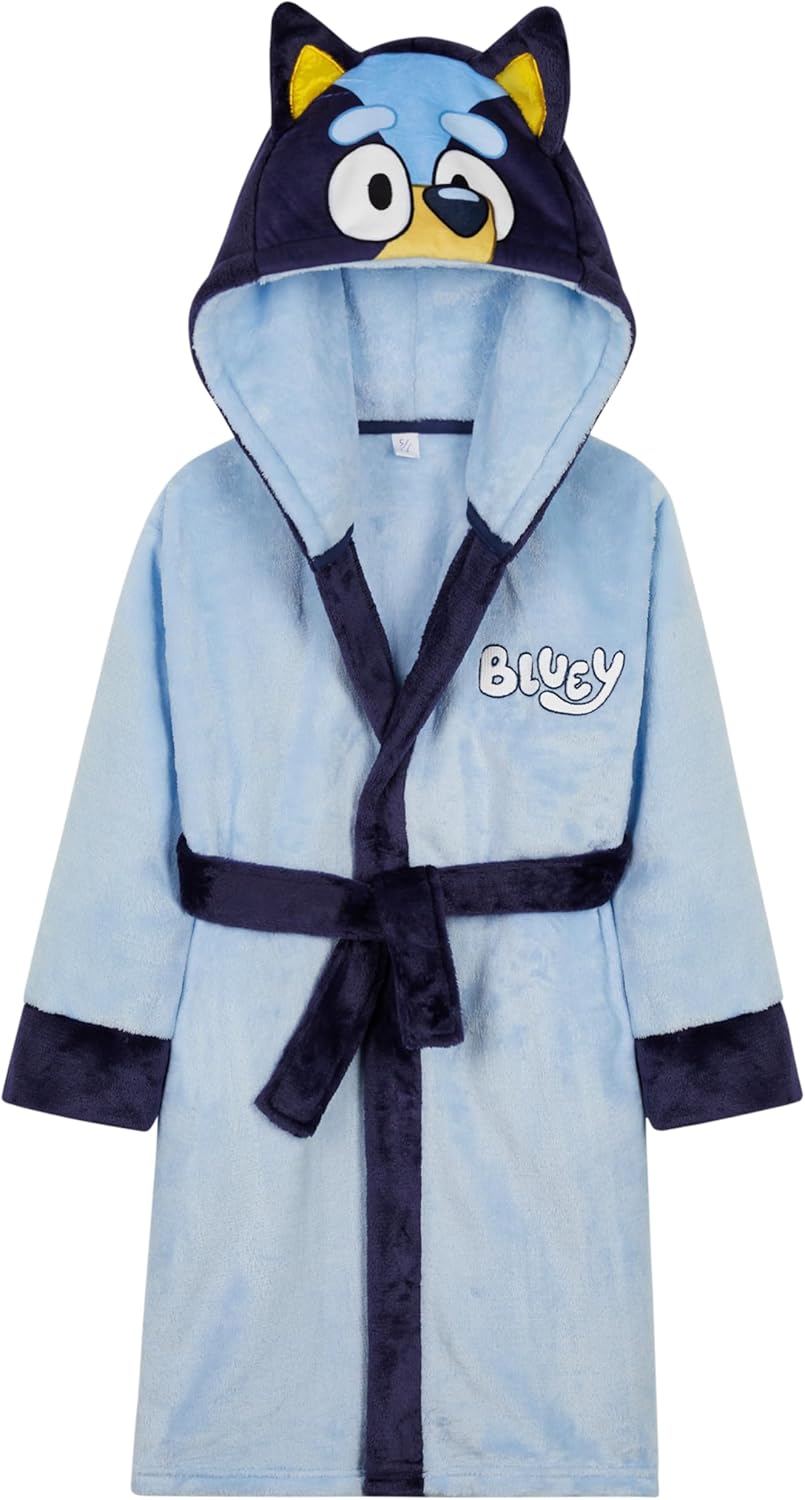 BlueY Mädchen Fleece Bademantel mit Kapuze und Bindegürtel, gemütlicher Morgenmantel - Geschenke für