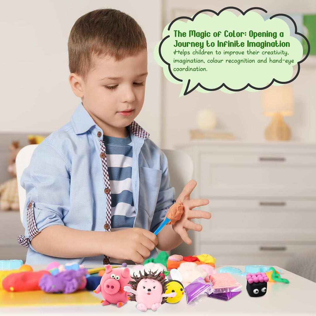 Modelliermasse Lufttrocknend 72 Stück Farben Lufttrockener Magischer Knete für Kinder,mit 6PCS Werkz