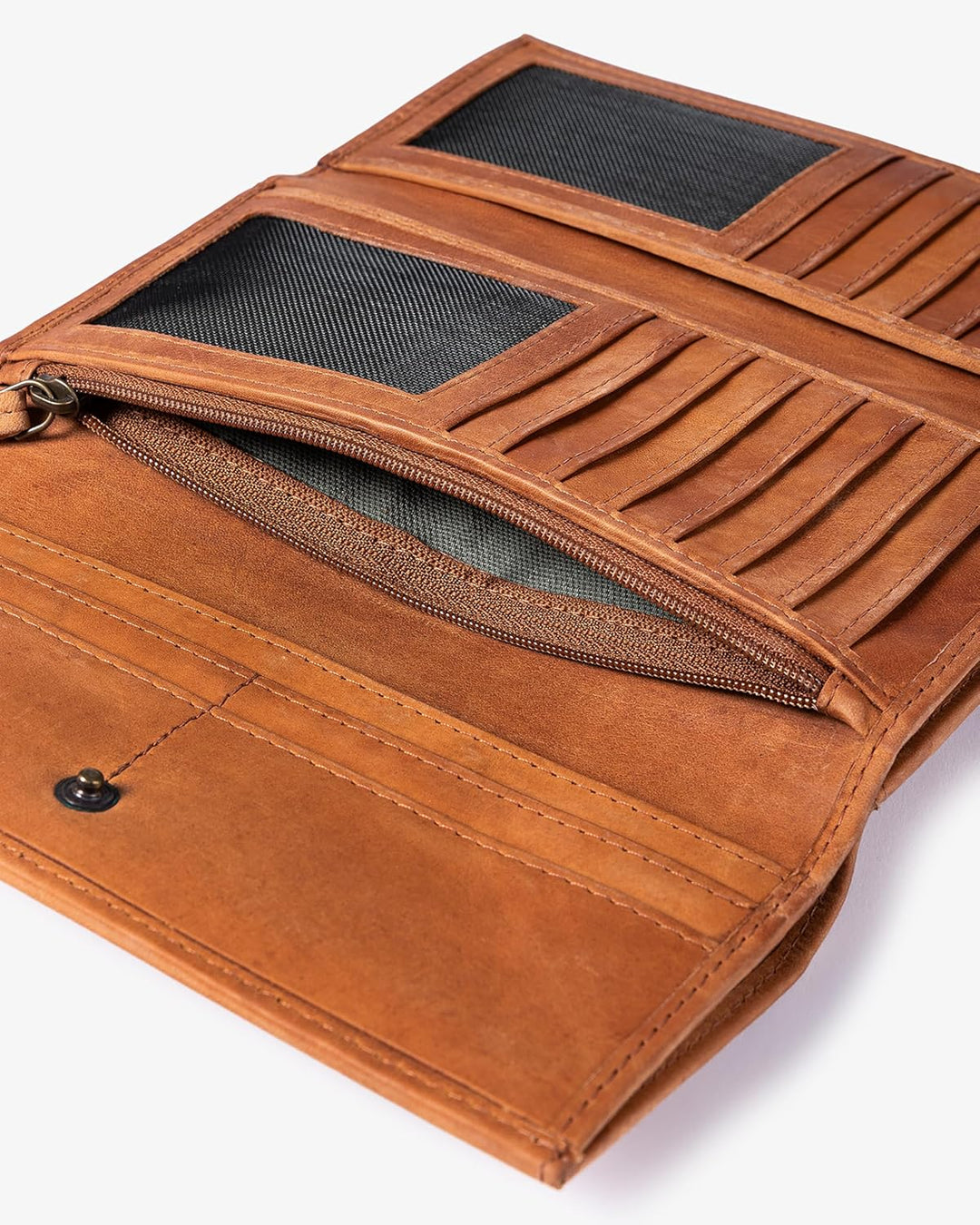 HOLZRICHTER BERLIN Geldbörse 4-3 (XL) Camel-Braun – geräumige Geldbörse, Portemonnaie aus Premiumled
