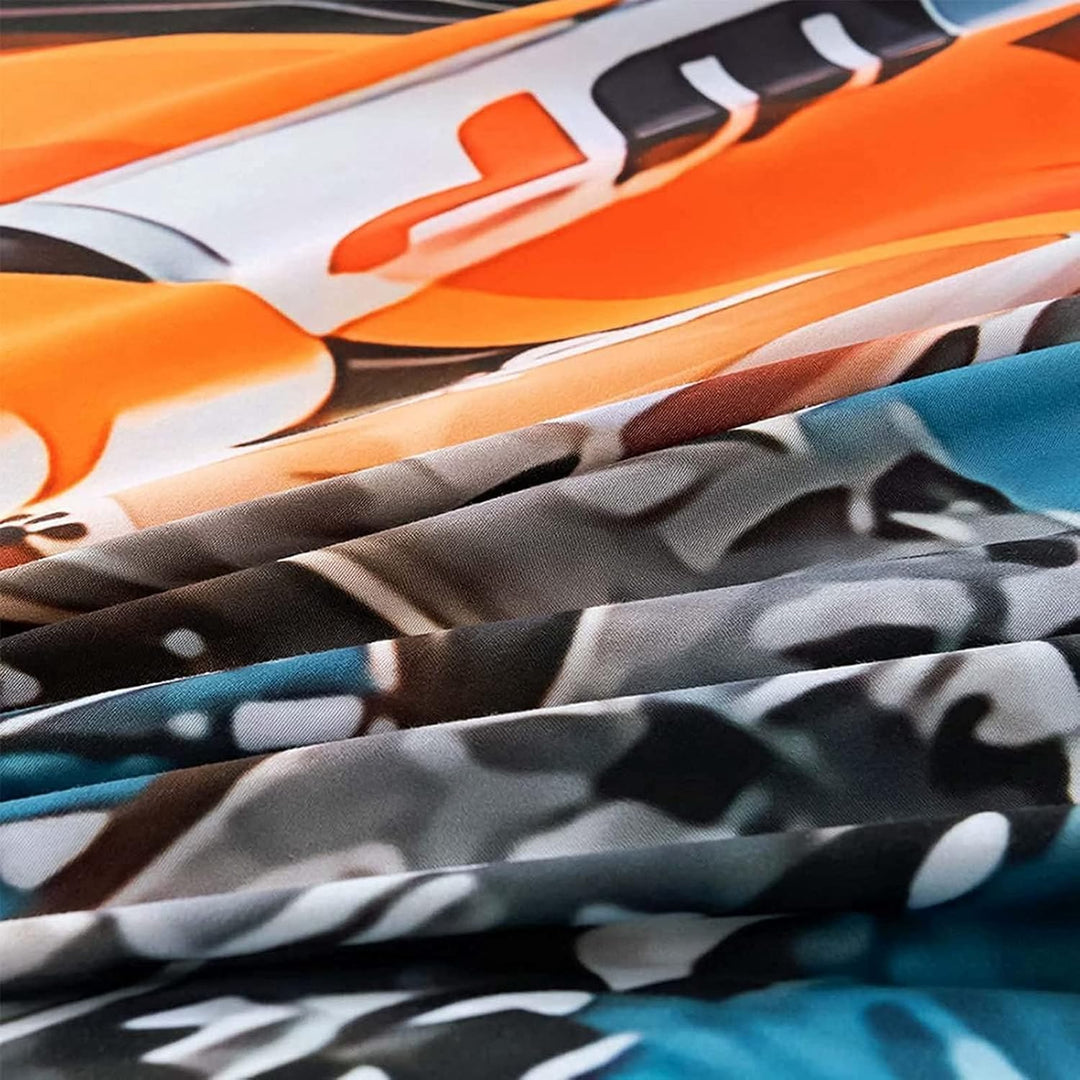 MIQEBX Motocross Bettwäsche 200x200cm,3D Motorrad-Bettbezug mit 2 Kissenbezug,100% Mikrofaser,Extrem