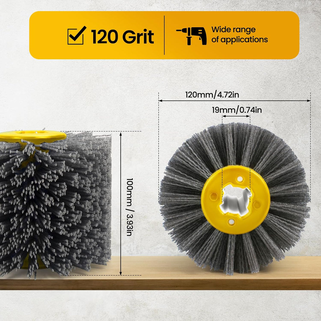 Schleifbürste, Nylonbürste für Winkelschleifer, 80/120 Körnung, 100mm Breite - 120mm Ø, Satinierbürs