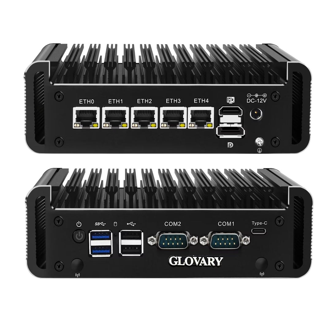 Firewall Mini PC J6413 4 Core, 5 x i226V 2.5GbE LAN Fanless OPNsense Micro Appliance, Barebone, AES-