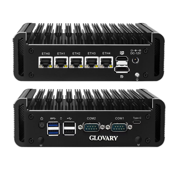 Firewall Mini PC J6413 4 Core, 5 x i226V 2.5GbE LAN Fanless OPNsense Micro Appliance, Barebone, AES-