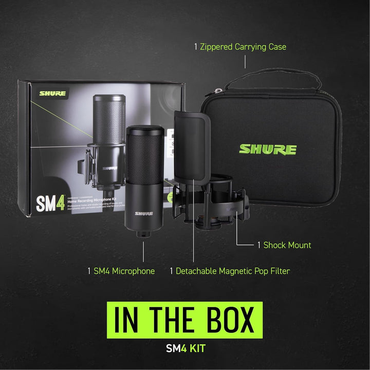 Shure SM4 Studio Recording Mikrofon, XLR Heimstudio Kondensator Mikrofon Optimiert für sanfte Vocals