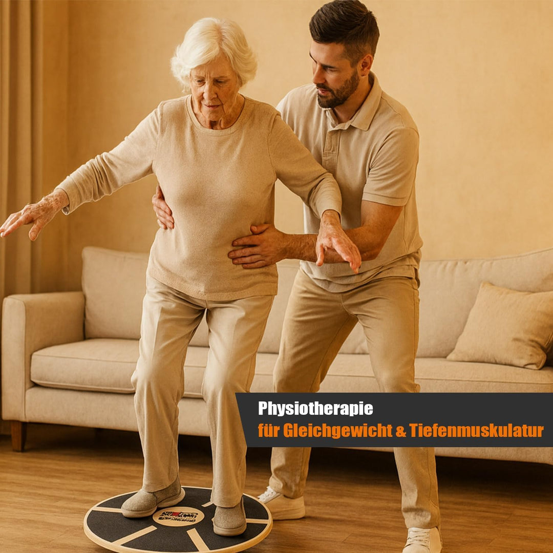 Balance Board aus Holz Ø 39,5 cm Gleichgewichtstrainer für Erwachsene Balancebrett Fitness Brett Zuh