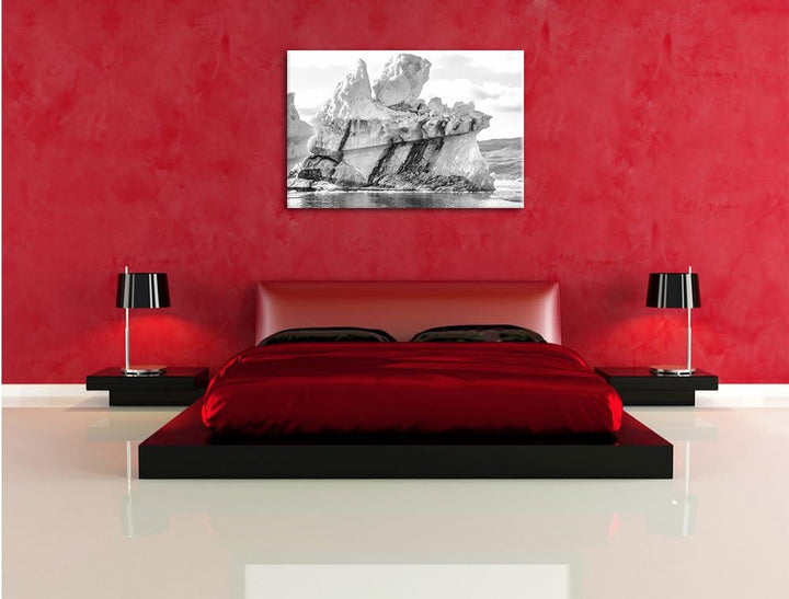 Pixxprint gigantischer Eisberg Kunst B&W als Leinwandbild/Grösse: 100x70 / Wandbild/Kunstdruck/ferti