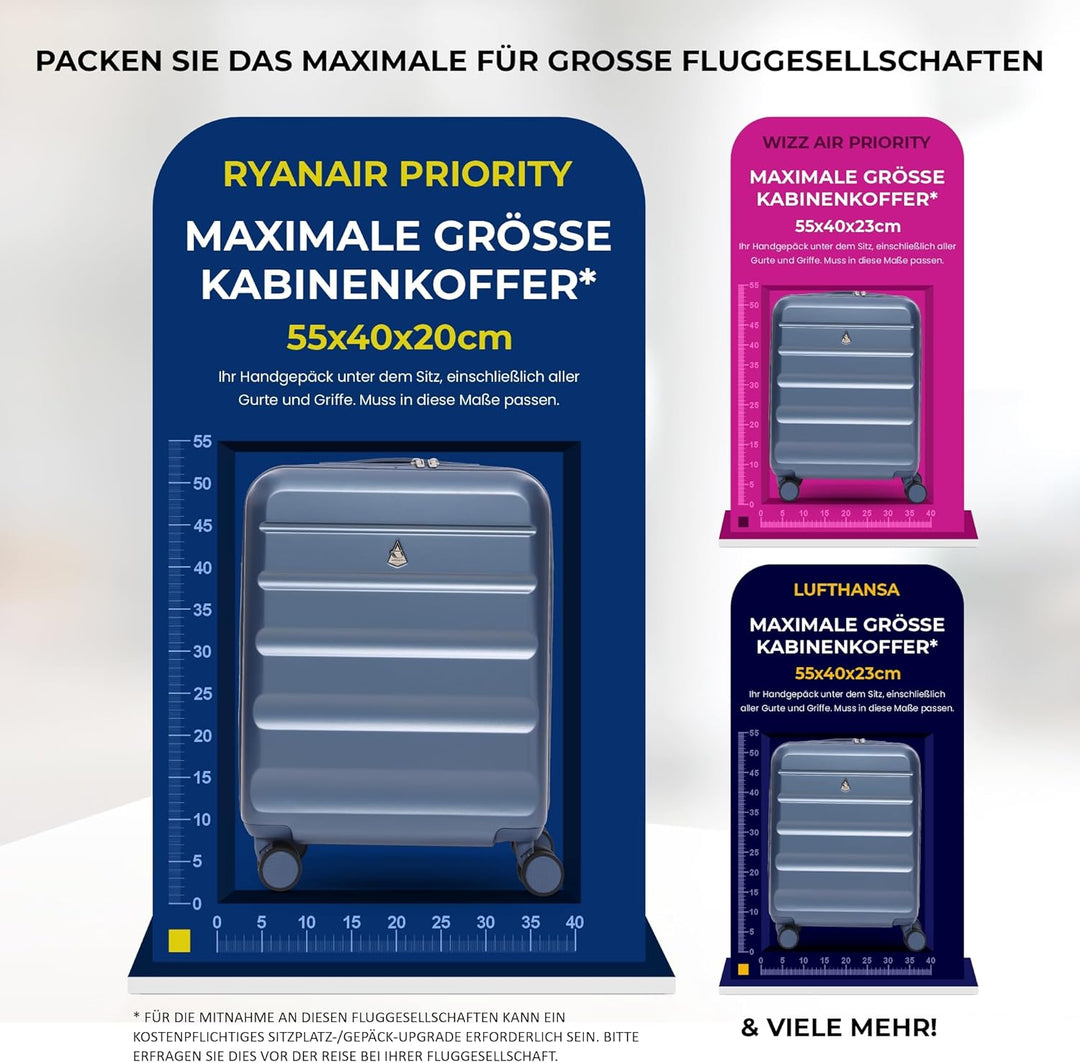 Aerolite Erweiterbar 55x40x20cm auf 55x40x23 cm Lufthansa Eurowings Condor Wizz Air Priorität und me