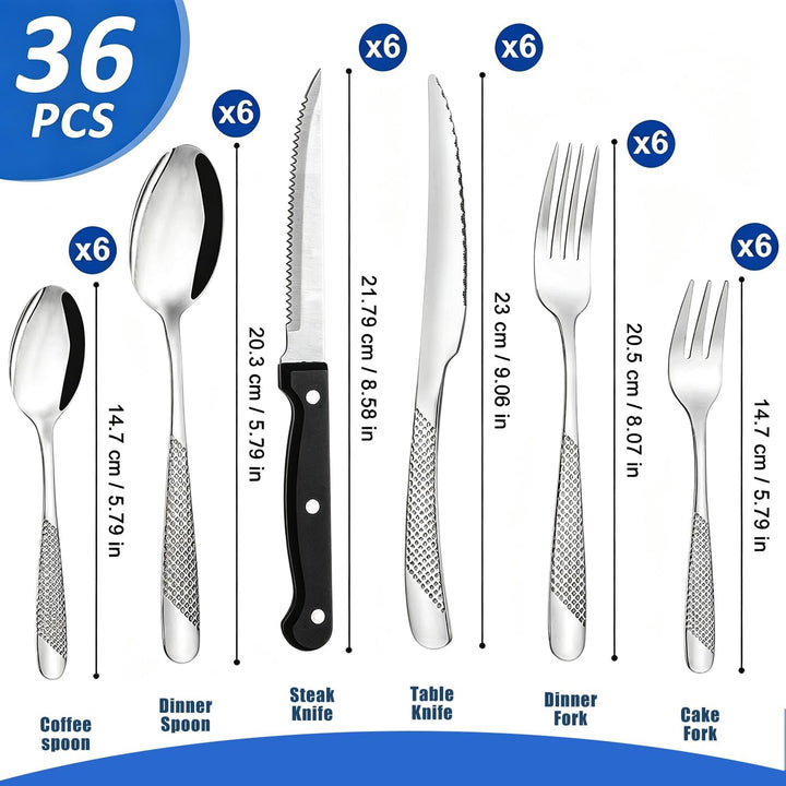 Besteck Set 36-teilig für 6 Personen, Edelstahl Essbesteck