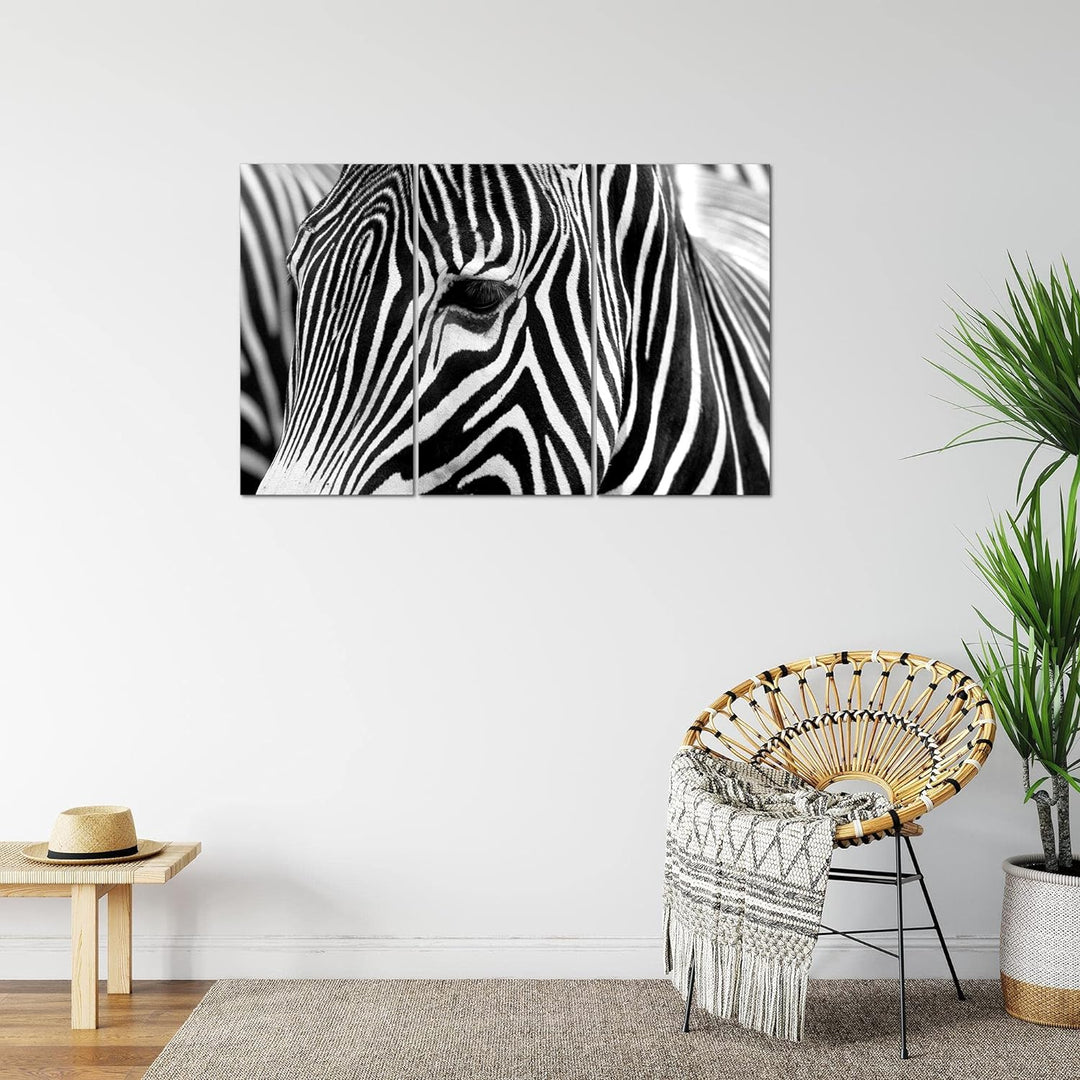 Runa Art Wandbilder Afrika Zebra Bild XXL Wohnzimmer Schlafzimmer Schwarz Weiss Tiere 120 x 80 cm 3