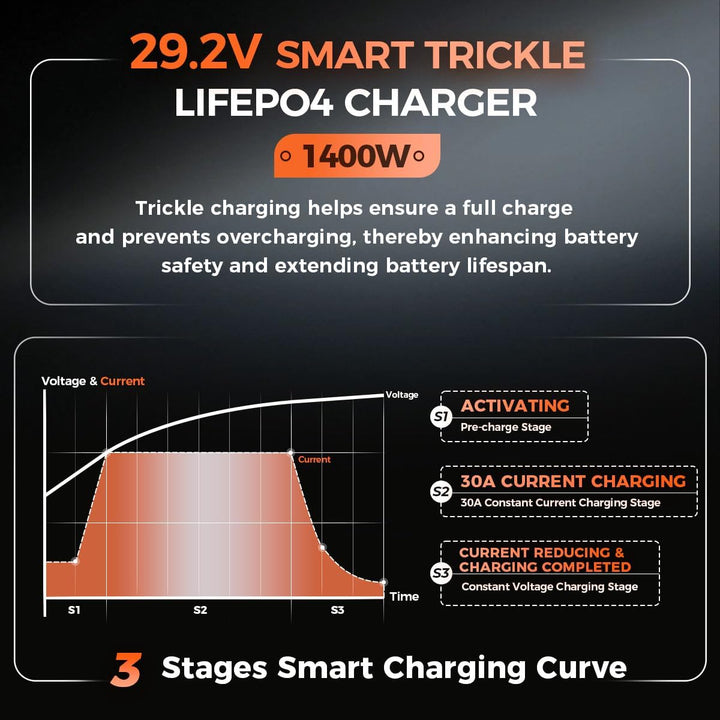 30A 24V Lithium Batterie ladegerät, 29,2V Schneller LiFePO4 Batterie ladegerät mit Anderson Stecker,