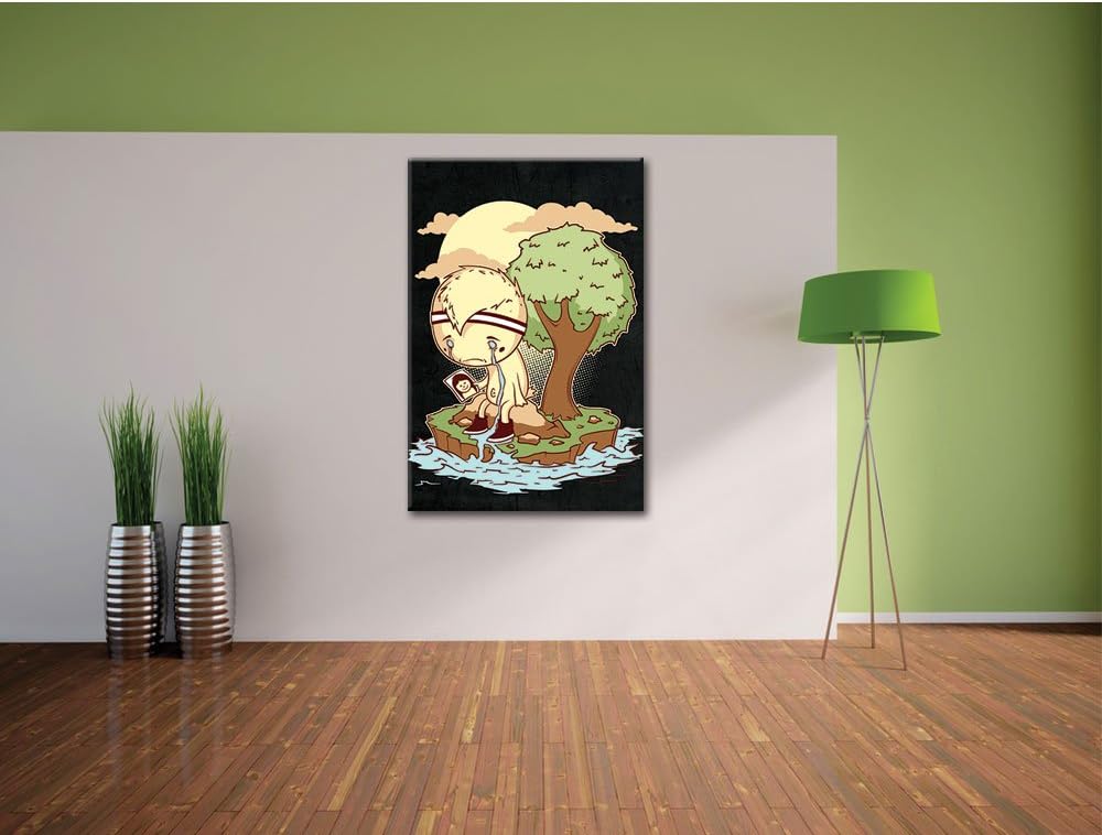 Dark Cry me a river black Bild auf Leinwand, XXL riesige Bilder fertig gerahmt mit Keilrahmen, Kunst