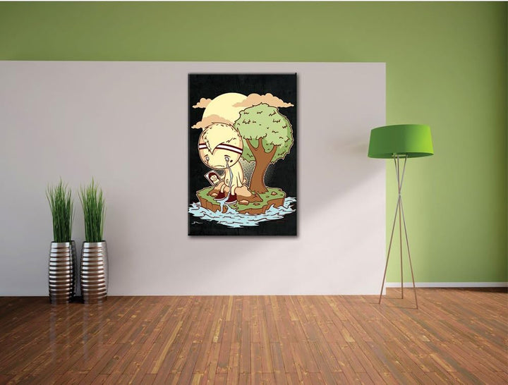 Dark Cry me a river black Bild auf Leinwand, XXL riesige Bilder fertig gerahmt mit Keilrahmen, Kunst