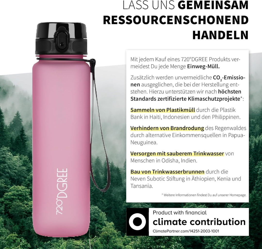 720°DGREE Trinkflasche “uberBottle“ 350ml, 500ml, 650ml, 1l softTouch +Früchtebehälter - Auslaufsich