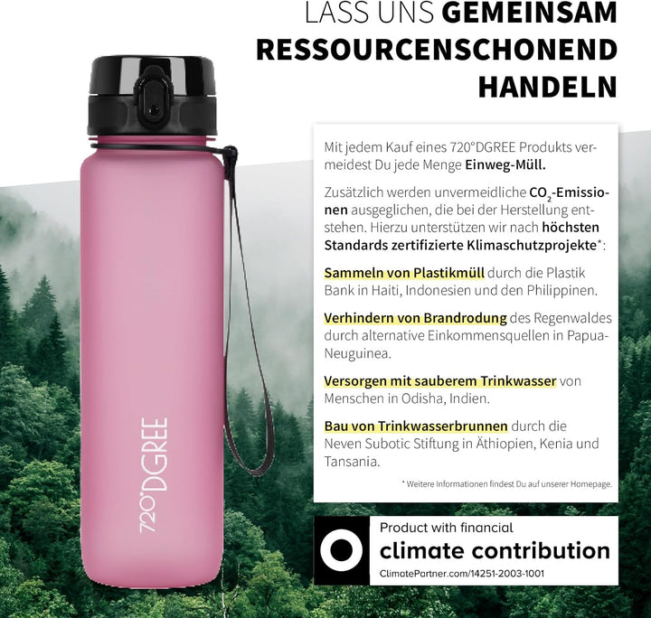 720°DGREE Trinkflasche “uberBottle“ 350ml, 500ml, 650ml, 1l softTouch +Früchtebehälter - Auslaufsich