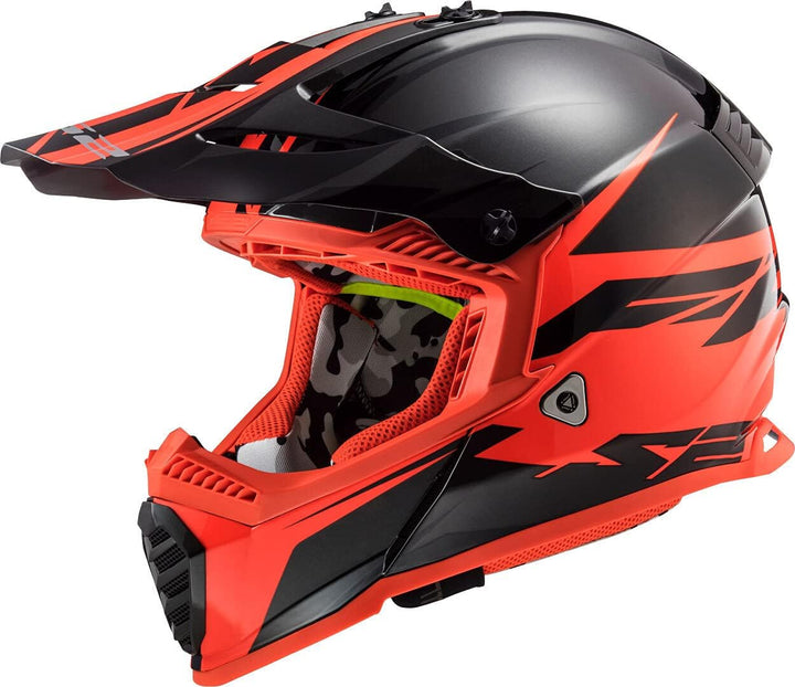 LS2 Herren Fast Evo Roar Motorradhelm, Mattschwarz rot, XS