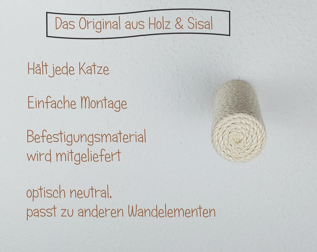 Sisal Stufe, Wand Treppe für Katzen - 20 cm x 7 cm [Menge wählbar] Katzenwand (3 Stück), 3 Stück