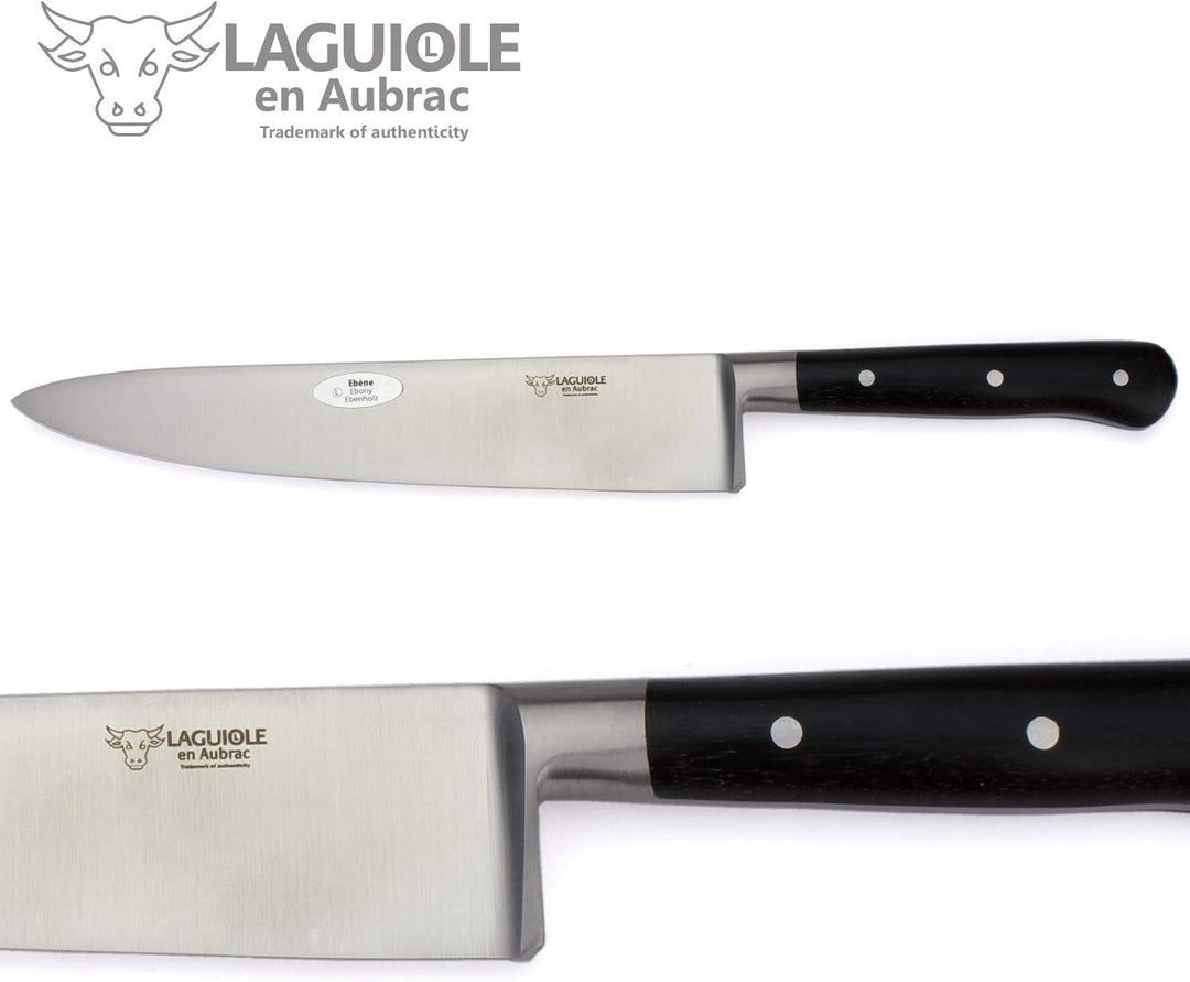 Laguiole en Aubrac Kochmesser Küchenmesser - Klinge 20 cm - Griff Ebenholz - Geschmiedete Qualität