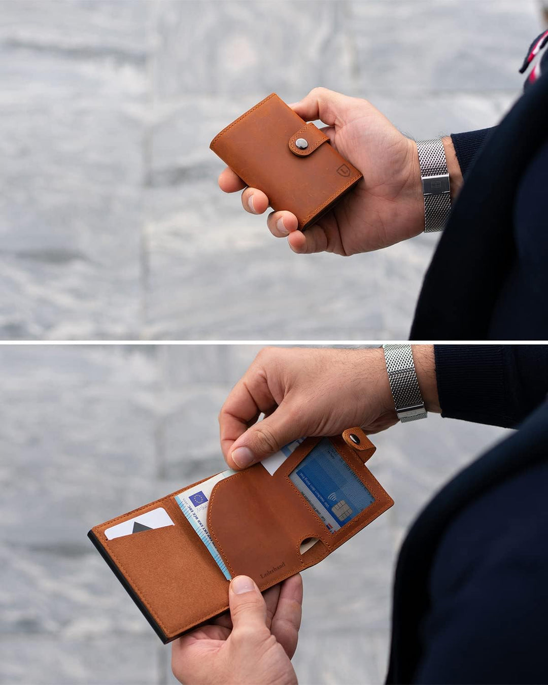 Fargo Wallet – Premium Leder Geldbörse handgemacht für Herren und Damen Portemonnaie Aluminium Karte