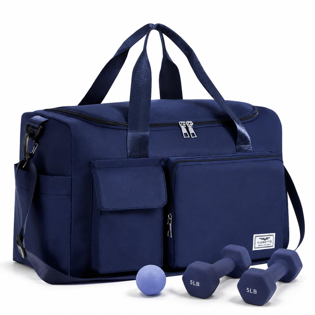 FIORETTO 35L Damen Sporttasche Faltbare Reisetasche mit Schuhfach und Nassfach, Wasserabweisende Wee