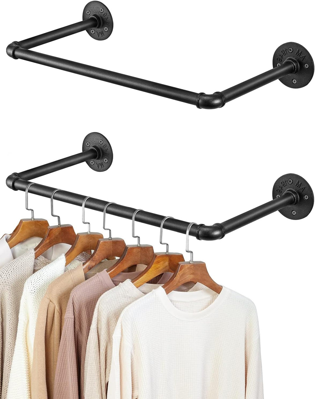 2-Pack Kleiderständer für die Wand 50cm Rohr Kleidergestell Industrieller Stil Wandhänger Abnehmbare