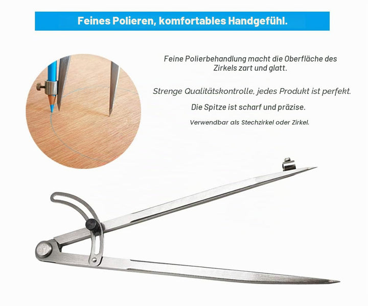 ZLKSKER Professioneller Holzkompass mit Bleistifthalter für Tischler, abschliessbarer Flügelteiler,