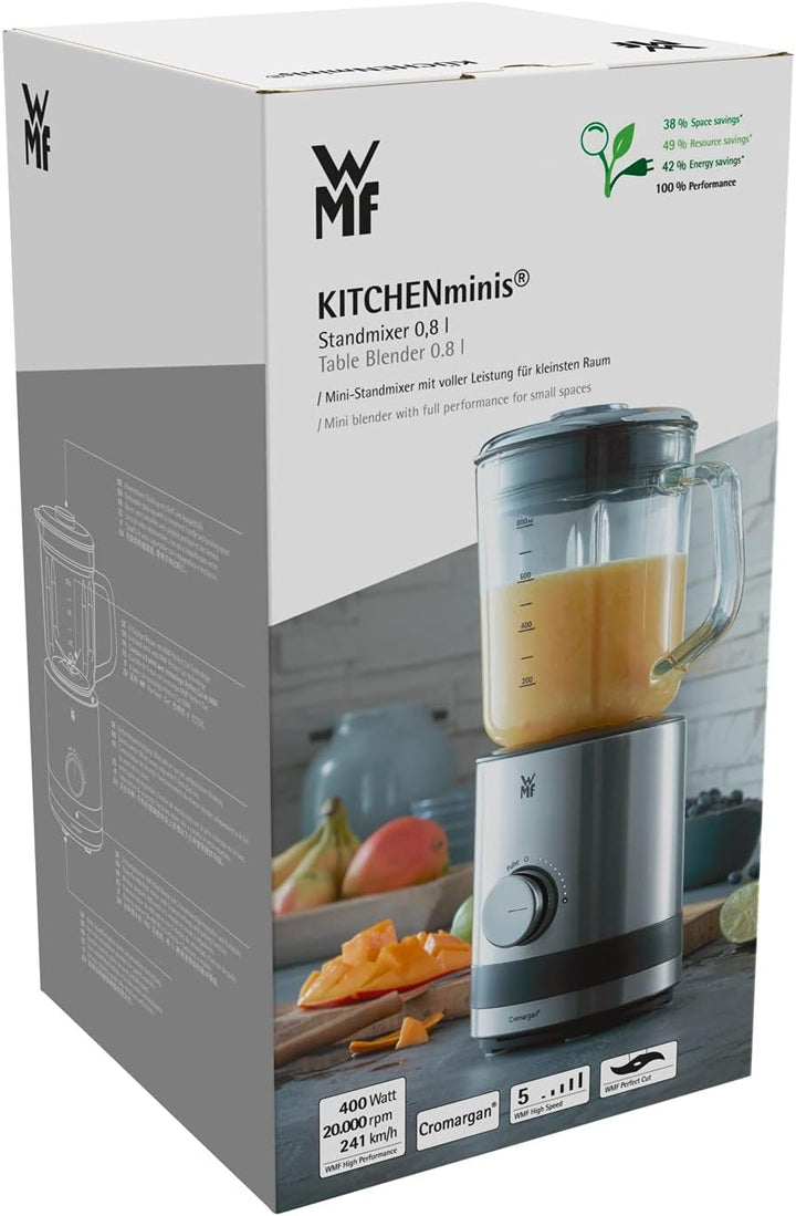 WMF Küchenminis Kompaktmixer, Mini Standmixer, 400 Watt, Standmixer klein, Glasbehälter 0,8 l, Pulss