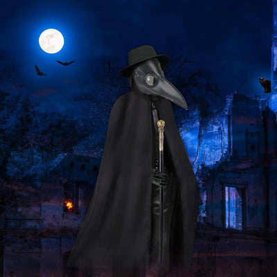Schwarz Pest Arzt Maske, Pest Doktor Maske, Retro Leder Vogelmaske, Lange Nase Vogel Schnabel Steamp