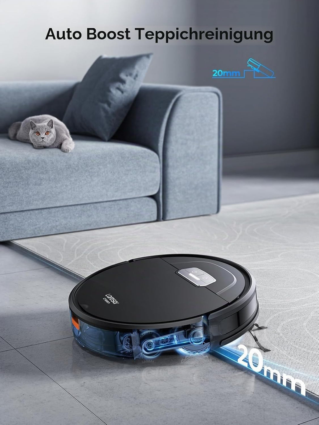 Laresar Clean Saugroboter mit Wischfunktion, 4500Pa Saugrobotert, 3 in 1 Staubsauger Roboter funktio