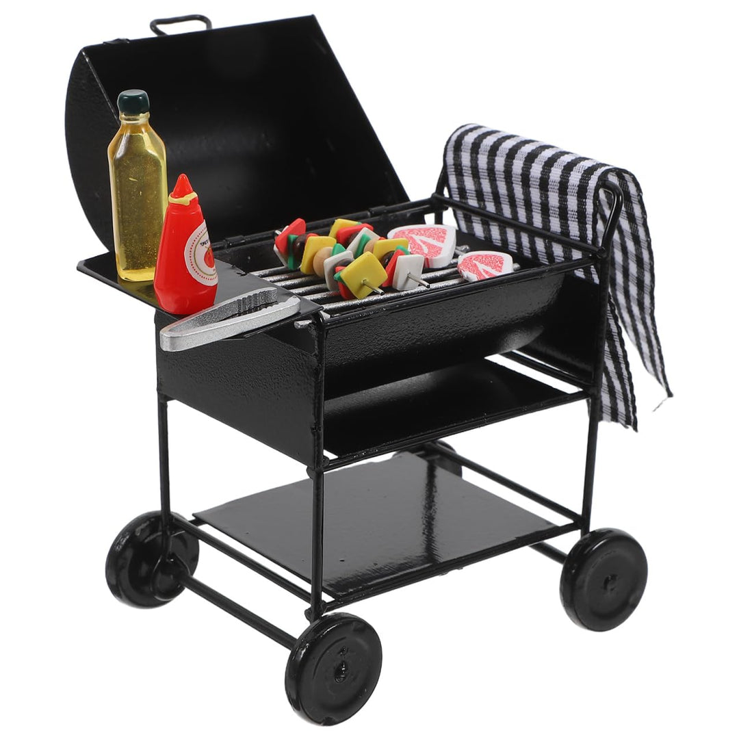 DOITOOL 1 Set Puppenhaus Miniatur Grill BBQ, Schwarzes Legierungs-Miniaturgrill-Modell, Puppenhaus Z