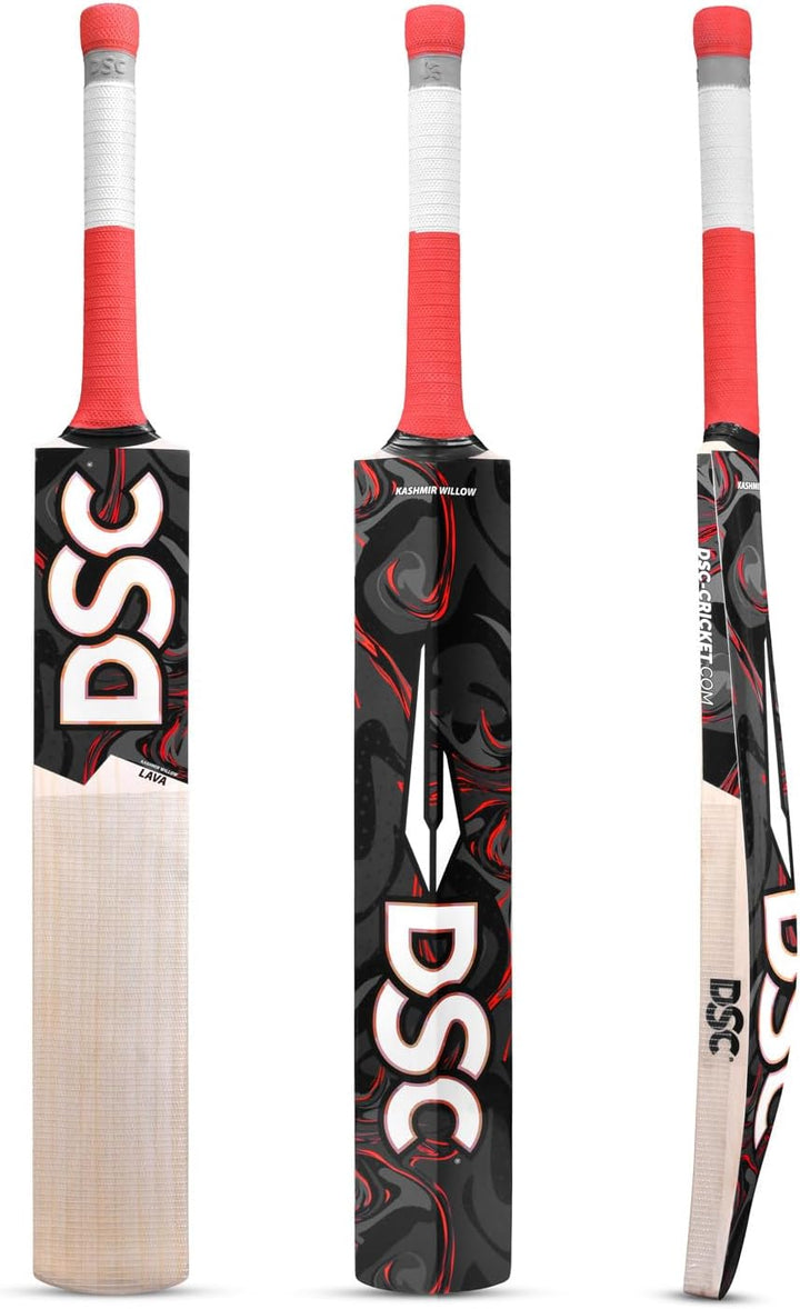 DSC Fledermaus Lava Herren Cricketschläger aus Kaschmirweide, kurzer Griff, holzfarben