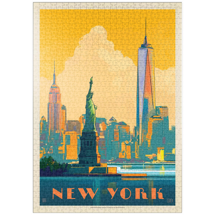New York City: Skyline Glow, Vintage Poster - Premium 1000 Teile Puzzle - MyPuzzle Sonderkollektion