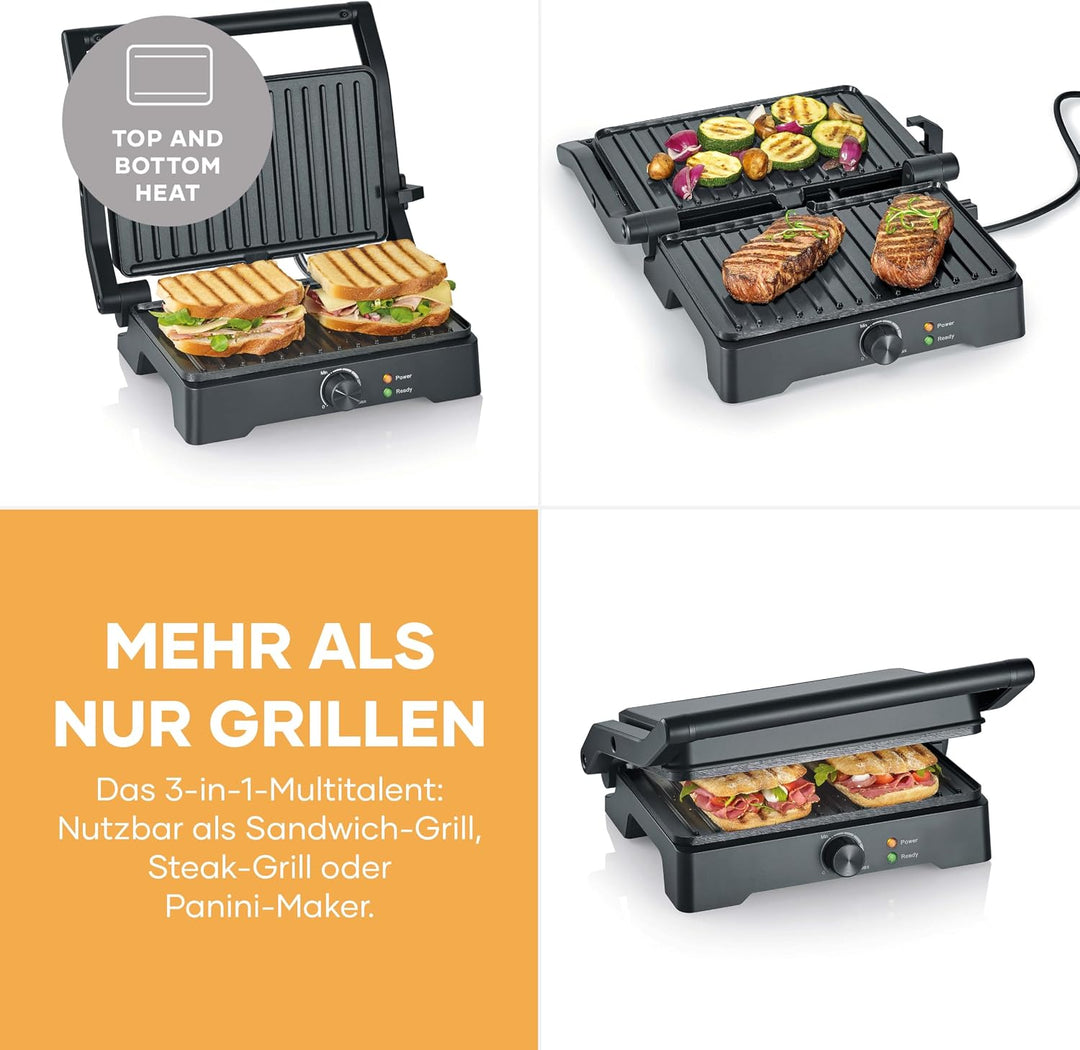 SEVERIN MultiGrill XL, hochwertige Keramikbeschichtung, grosse Grillfläche, PFAS-freie Grillplatten,