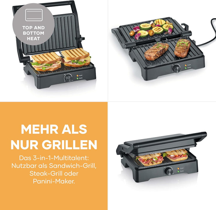 SEVERIN MultiGrill XL, hochwertige Keramikbeschichtung, grosse Grillfläche, PFAS-freie Grillplatten,