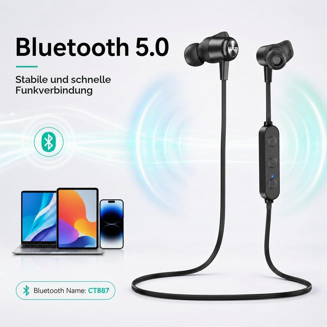 Bluetooth Kopfhörer, Kabellose In Ear Kopfhörer mit CVC 8.0, Eingebautes Mikrofon, 20 Stunden Nutzun