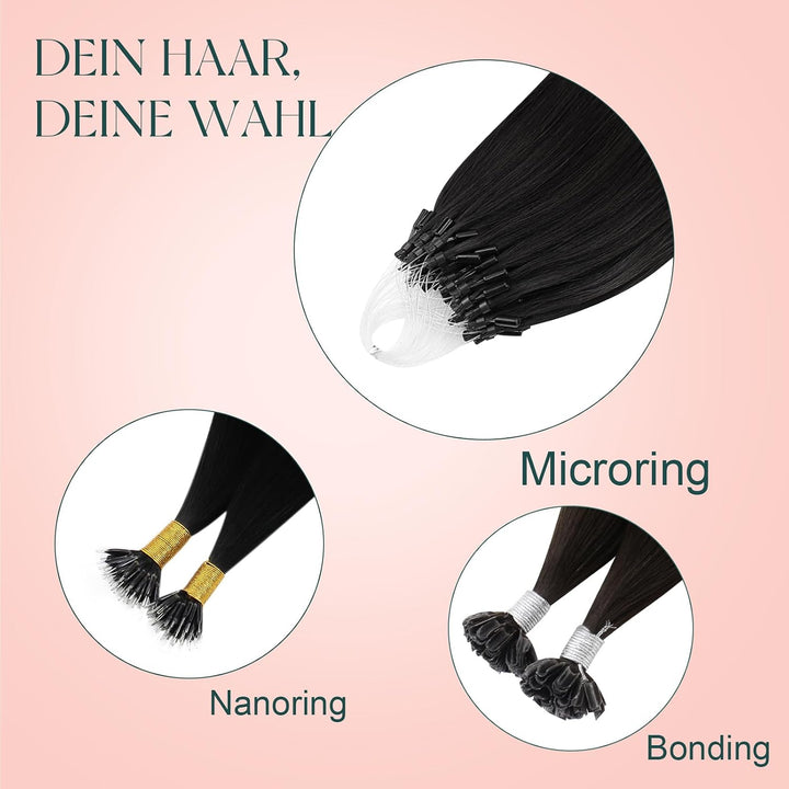 Easyouth Echthaar Microring Extensions Ombre Microring Haarverlangerung Remy Echthaar Micro Extensio
