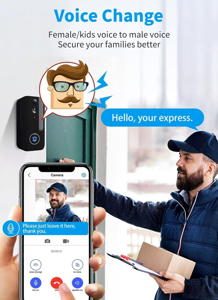 Diyeeni 1080P Kabellose Türklingelkamera, Full HD IR-Nachtsicht, PIR-Bewegungserkennung, 5G-WLAN-Ver