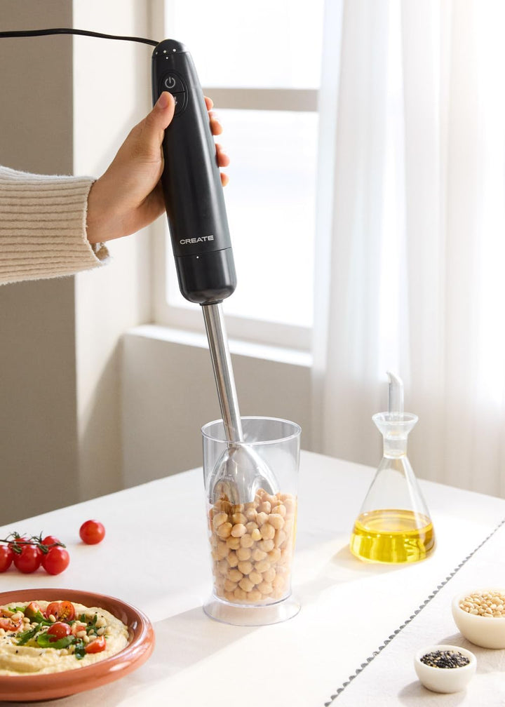 CREATE/FULLMIX RETRO/Handmixer schwarz/Mixt, schlägt und rührt, 6 Geschwindigkeiten, 600ml Messbeche