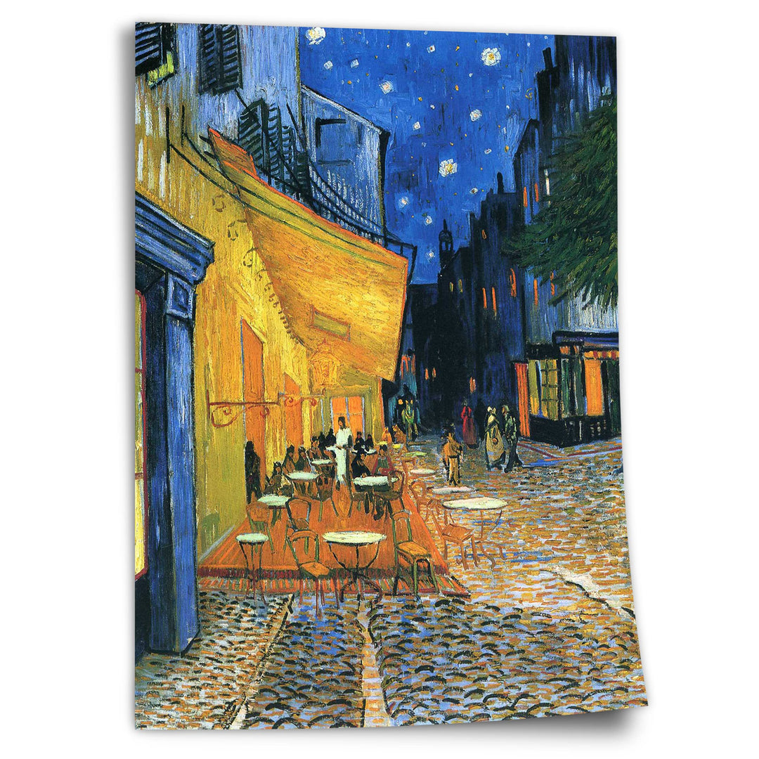 Poster Vincent van Gogh - Nachtcafé/Nachts vor dem Café an der Place du Forum in Arles (1888) Kunstd