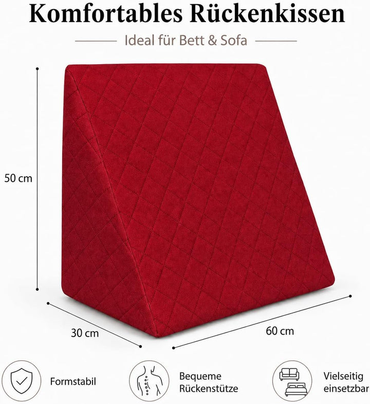 Sabeatex® Rückenkissen, Keilkissen für Couch und Sofa, Lesekissen für bequemes Sitzen. 5 Unifarben f